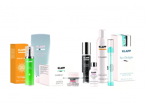 Das Portfolio von Klapp Cosmetics umfasst eine Range an Produkten, wobei der Fokus auf dem Thema Pflege liegt (Quelle: Klapp Group)